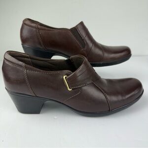 Clarks Bendables Womens 11 Ingalls Divine Brown Leather Slip On Booties